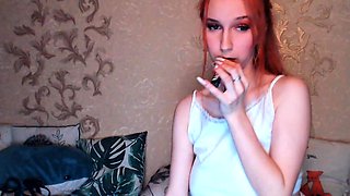 Amateur young teen solo masturbation on her livingroom