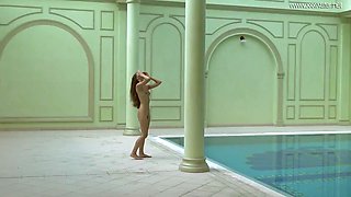 Irina Russaka strips naked in the pool