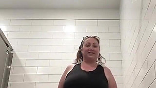 Curvy MILF in Public Toilets Horny in Cotton Panties