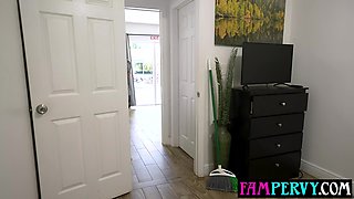 Big breasts mom helps masturbating stepson