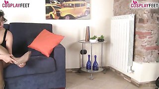 Italian scene with comely bimbo from Cosplay Feet