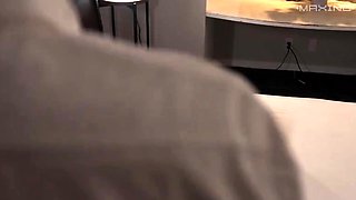 Hot asian slut gives hardcore blowjob to white stud