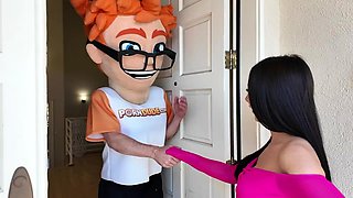 Nasty brunette pornstar with big boobs