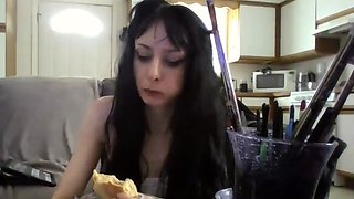 Cute amateur brunette naughty in solo jerking show on camera