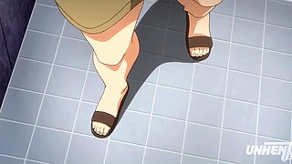 Nerdy hentai teen pounded by pervy stepbro in public restroom