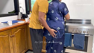 Indian Couple Romance in the Kitchen - Sensual Play - Boobs and Ass Fondled - Pussy Fingering - Navel Play