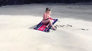 Sensual Nude Beach Goddess Captured by Drone - Ultimate Aerial Beauty