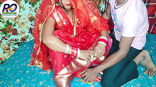 Fast time desi honeymoon video hindi audio Claire Vaise in red saree and blouse having fun