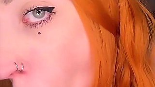 Amateur Redhead Amelie Greens First Blowjob on Tape.