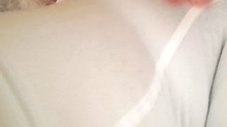 The Line of the MILF's Vagina Is Marked in Her Panties