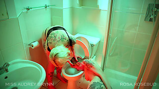 Lesbian Toilet Licking, Pee & Head Flushing Humilation