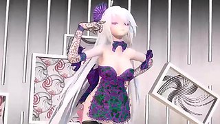 Yowane Haku Undress Dance Sexy Lingerie Hentai Stickysticky Song Mmd 3D Purple Clothes Color Edit Smixix