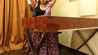 Hot Indian Teacher Fuck Servant with Beautiful Indian Saree
