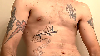 Sexy Tattooed Guy Stroking Bwc in the Mirror _codi Bonez