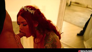 Gorgeous redhead bride adult soul-stirring clip
