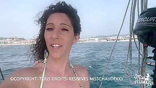 Misschaudexxx, French slut gets fucked, gangbang and facial in the middle of the sea
