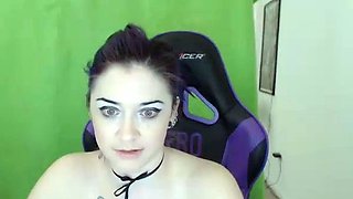 Small titted brunette Sharron with glasses masturbates