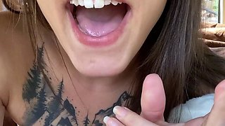 Small titted brunette teen fingering on the bed