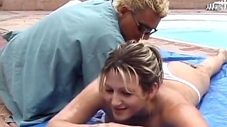 Busty Oiled Milf Fucked By The Pool