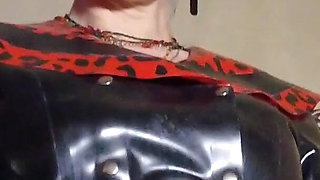 Femdom Mistress Eva Latex Rubber Goddess and Pussy Licking Slave