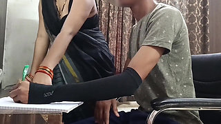 Desi Beautiful Ledy Tution Teacher Can't Control Her Wrong Mind While She Teaching Lessons At Home