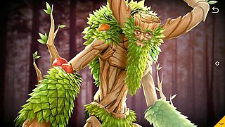 Naughty vine spreads the tight pussy and ass of an innocent elf girl in a wild ritual
