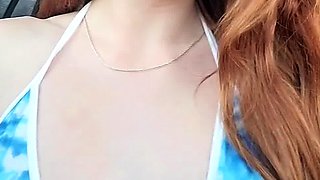 Petite amateur redheaded teen pisses and sucks cock