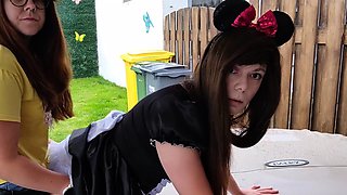 Euro fetish lesbians get bukkake fake slime strapon action