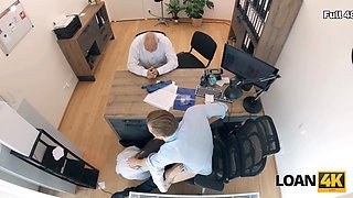Loan4k. small whore mina k is doing grubby things in the office to get the loan