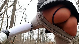 French Teen Masturbates in a Public Forest