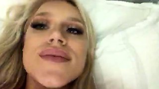 Perfect blond making solo masturbation
