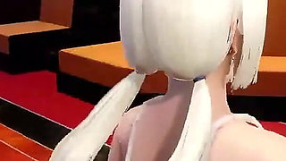 Christmas Blowjob with Sexy Blonde with Big Tits - Stuck in a Wall 3D Animation