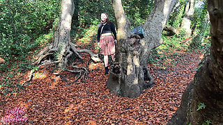 Peeking on Teacher Having a Pee in the Woods