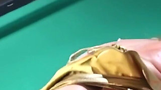 Audrey Struts in Latex Bikini and Grinds Cue to Orgasm!