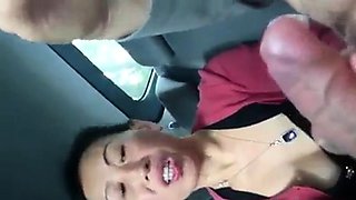 Asian MILF Gives a Handjob in a Car