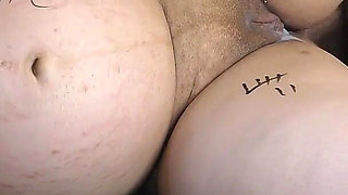 Two Lovers Cum on My Pregnant Belly After Bareback Threesome Sex! I Love to Be Their Cum Dump - Milky Mari