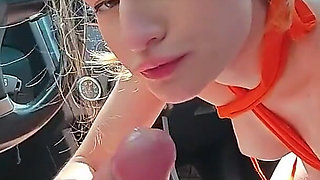 Blowjob in Car with Cum in Mouth