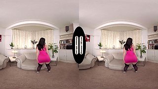 Kelsey Pink Party Dress with Black Stockings & Special Treat - 8K VR