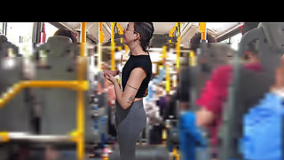 Slutty Student Gets Cumshot in Public on the Bus