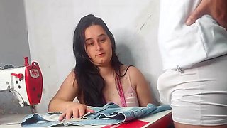 Hot Seamstress Jennyferpimenta Notices Client's Big Hard Cock & Can't Resist!