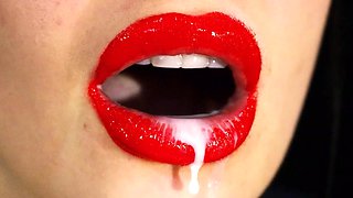 Milk Dripping Out From My Sexy Red Lips