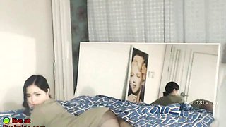 Korean cute teen camgirl teasing in pantyhose