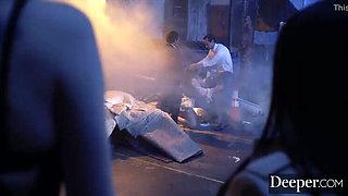 Brooklyn Gray Gets Rough DP Behind Dumpster - Blowjob & Threesome Action
