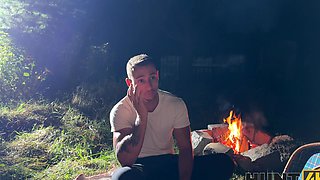 A guy fucked beautiful brunette Chloe Heart outdoors near her house
