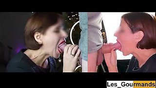 Close-Up MILF in Red Lipstick Gives Amazing Blowjob and Swallows Cum in 4K