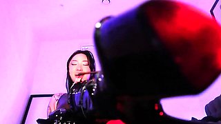 Two asian foot fetish school girl tease a cock