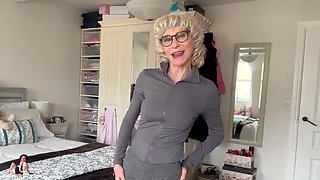 Hot Granny Jacy Solo Workout with Vibrator - Amateur Blonde Masturbation