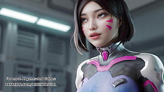 Overwatch Dva cosplay acting bitchy Uncensored Hentai AI generated
