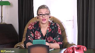 Alluring mommy in the office solo porn video