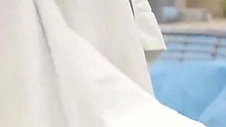 Pool, Big Tits, Chubby, Orgasm, Swallow, Balls Licking